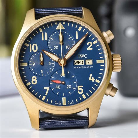 iwc pilot bronze blue|iwc pilot chronograph bronze.